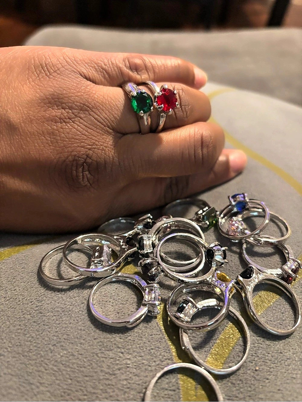 Green & Red Gemstone Rings - Picture 3 of 5